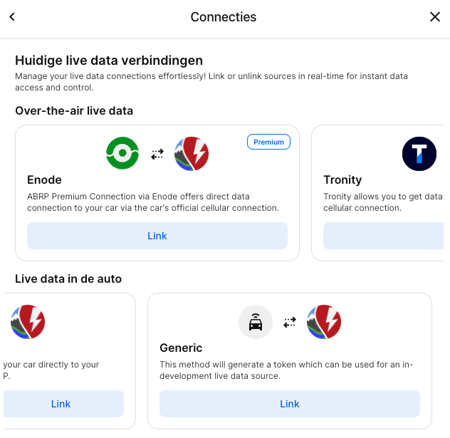 ABRP Live Connections overview